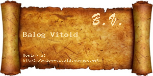 Balog Vitold névjegykártya